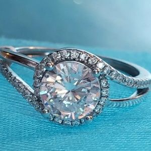 2 Ct. VVS1 White 7mm Round Cut CZ 925 SS Ring s6